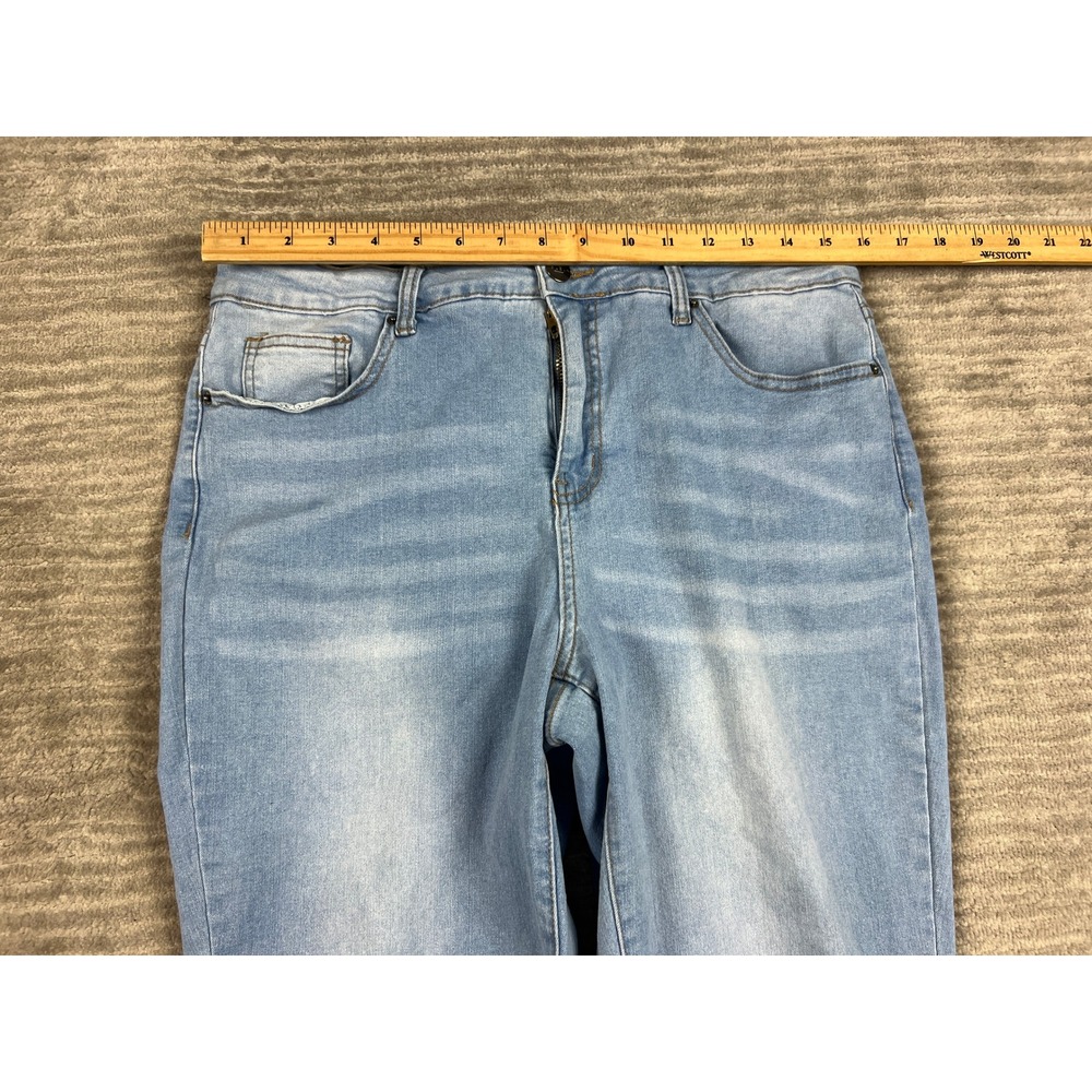 Bleu Cropped Jeans Womens 14 Light Blue BWC0085 Stretch Cuffed Denim Capris - Picture 4 of 13